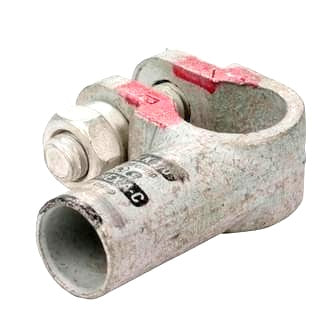 Crimp Battery Terminal Cast Copper & Heavy Duty 00 B&S Elbow Positive (ea)