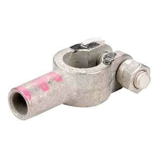 Crimp Battery Terminals Cast Copper & Heavy Duty 1-0 B&S Straight Negative Each