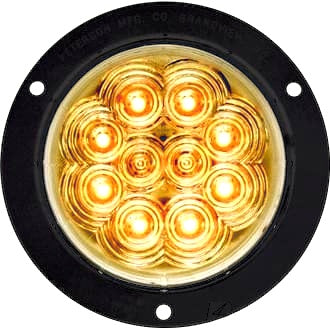 LED Indicator Lamp 4in Round 9-32V Clear Lens Flange Mnt 140mm LumenX Range