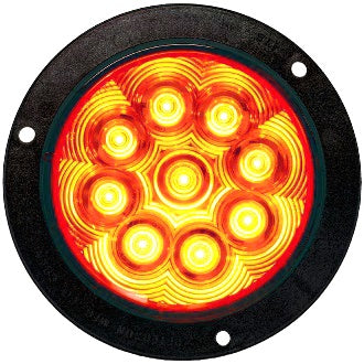 LED Indicator Lamp 4in Round 9-32V Amber Lens Flange Mnt 140mm LumenX Range