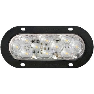 LED Reverse Lamp Oval 10 LED 9-32V Flange Mount White Lens IP67 200x92mm LUMENX