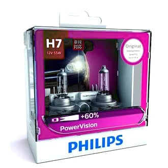 Halogen Globe H7 12V 55W PX26D 3700K +60% More Light PowerVision Twin Pack