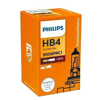 Halogen Globe HB4 12V 55W P22D Premium +30% More Light Boxed Single