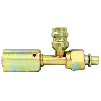 Steel Beadlock Fitting #10 Straight Female O Ring With R134a Access Port