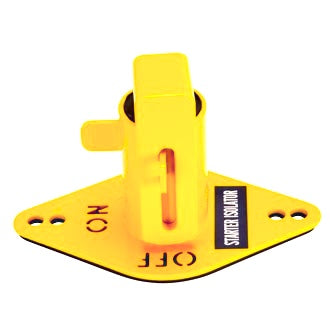 Battery Isolator Lockout With Cut Out ON/OFF Lettering Yellow