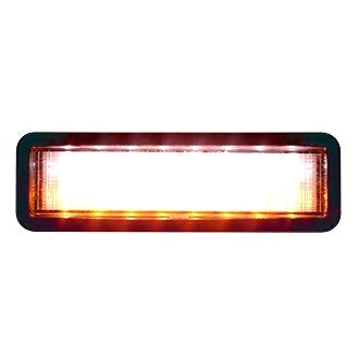 LED Front DRL/Ind/Park 10-30V Amber/White Rect 159 x 49mm Clear Lens Grommet Mount