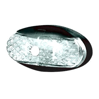 LED Clearance Light White 10-30V 4 LED Oval 60x30mm Lens Clear Base Black 0.5MT
