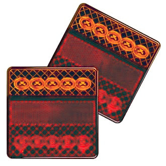 LED Rear Combination Lamp Kit 12V Stop/Tail/Ind/Ref Surface Mount 100x100mm Twin Pack