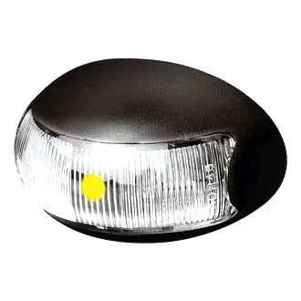 LED Clearance Light Amber 10-30V 2 LED Oval 60x37mm Lens Clear Base Black 0.5mt Lead