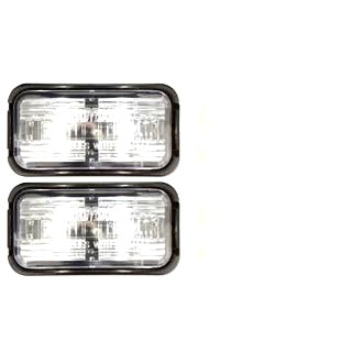LED Clearance Light White 10-30V Clear Lens 50x25x15mm Self Adhesive Mount Twin Pack