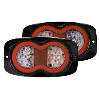 LED Rear Combination Lamp Kit 10-30V Stop/Tail/Ind/Ref/Lic Surface Mnt 202x111mm Twin Pac