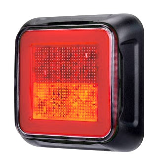 LED Rear Combination Lamp Kit 10-30V Stop/Tail/Ind Surface Mnt Glow Park 80x80mm Twin Pac