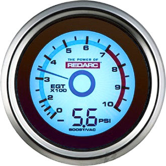 Gauge EGT & Boost/Vacuum With Wiring Harness 52mm Satin Chrome Bezel