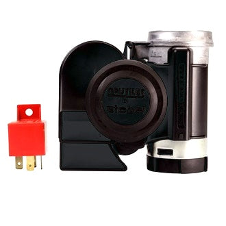 Air Horn Dual Tone 12V 530 & 680Hz Tones 139dB Compact Black Housing