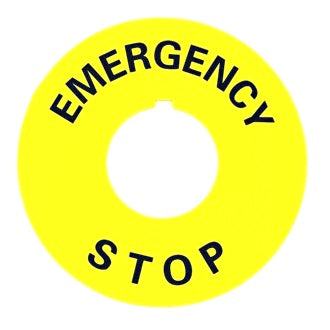 Label Emergency Stop Suits Kis sling E-Stop Range 30mm Inside Diameter