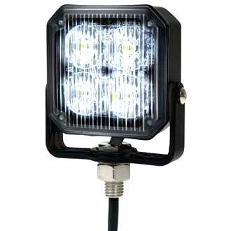 LED Strobe Module White Square Pendant 10-30V 4 LED 4W IP67 19 Function Uni Bkt Adjustable