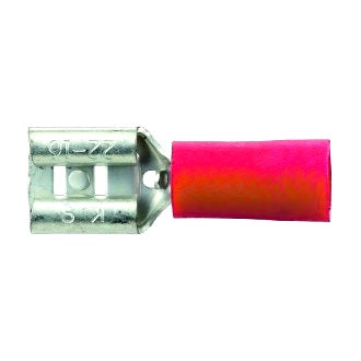 Crimp Terminal Female Blade 6.4mmx0.8mm Insulated Red Pkt 100