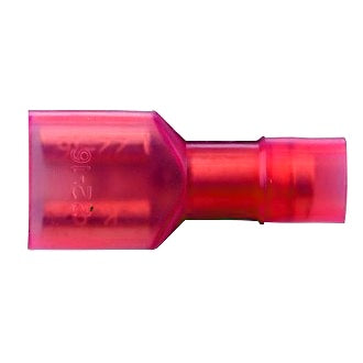 Crimp Terminal Female Blade 6.4mm x 0.8mm Fully Insulated Clear Red Pkt 100