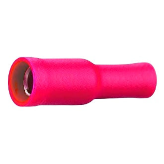 Crimp Terminal Female Bullet 2mm - 3mm Insulated Red Pkt 100