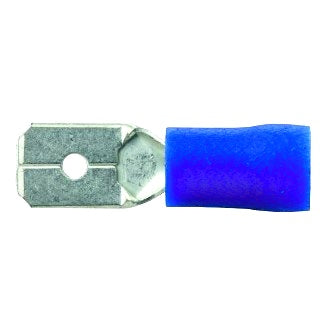 Crimp Terminal Male Blade 6.4mm x 0.8mm Insulated Blue Pkt 100