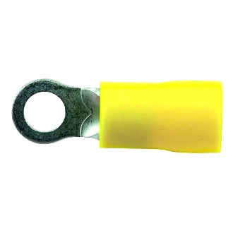 Crimp Terminal Ring 4mm Insulated Yellow Pkt 100