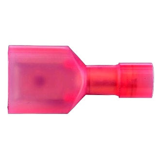 Crimp Terminal Male Blade 6.4mm x 0.8mm Fully Insulated Clear Red Pkt 100