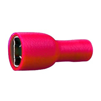 Crimp Terminal Female Blade 6.4mm x 0.8mm Fully Insulated Red Pkt 100