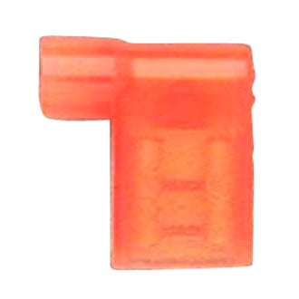 Crimp Terminal Female Blade 6.4mm x 0.8mm Fully Insulated Clear Red Pkt 100 Right Angle