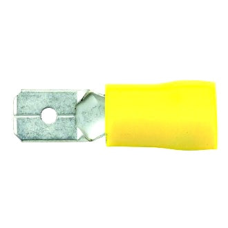 Crimp Terminal Male Blade 6.4mm x 0.8mm Insulated Yellow Pkt 100