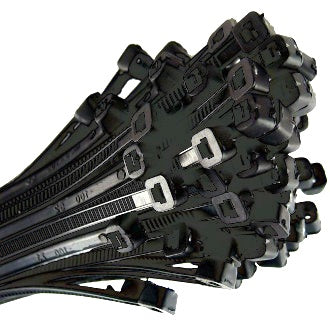 Nylon Cable Ties Black 200mm x 7.6mm Maximum Duty Pkt 100