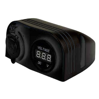 Double DC Accessory Socket Voltmeter Surface Mount 12/24V 20/10A Input/Output