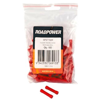 Crimp Terminal Butt Connector 2-3mm Insulated Joiner Red Pkt 100