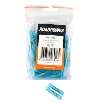 Heat Shrink Butt Connector 4mm Insulated Joiner Blue Pkt 50