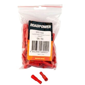 Crimp Terminal Female Bullet 4mm Insulated Red Pkt 100