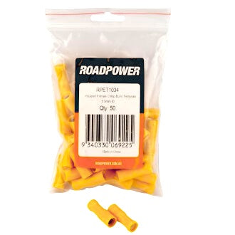 Crimp Terminal Female Bullet 5mm Insulated Yellow Pkt 50