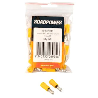 Crimp Terminal Male Bullet 5mm Insulated Yellow Pkt 50