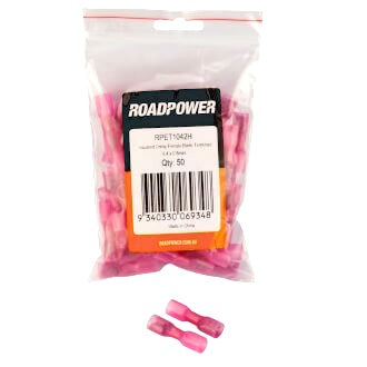 Heat Shrink Terminal Female Blade 6.4mmx0.8mm Fully Insulated Red Pkt 50