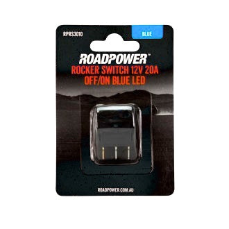 Switch Rocker 12V 20A OFF/ON SPST 20mm Mount Blue LED