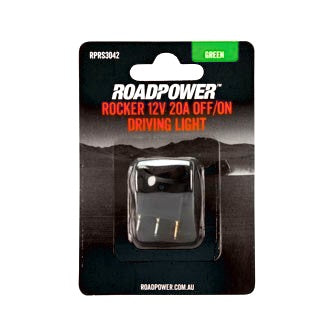 Switch Rocker 12V 20A OFF/ON SPST 20mm Mount Driving Light Symbol Green LED