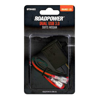 USB 3.0 Charger Suits Nissan OE Style Includes Harness 30 X 23mm Orange LED