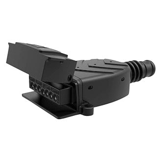 Erich Jaeger 7 pin flat trailer socket IP rated with 180 degree strain relief