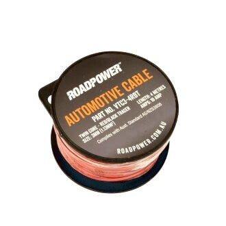 Twin Core Speaker Cable 3mm Red/Black Trace 4m 10A Retail Spool