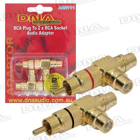 DNA  RCA Plug To 2 RCA Socket Audio Adaptor - 2 Pack
