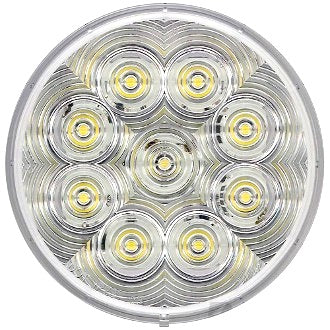 LED Reverse Lamp Round 9-32V White Lens Grommet Mount with Plug 108mm LumenX