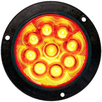 LED Indicator Lamp 4in Round 9-32V Amber Lens Flange Mnt Kit With Plug 140mm LumenX