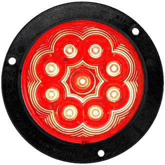 LED Stop/Tail Lamp 4in Round 9-32V Flange Mount with Plug IP67 140mm LumenX