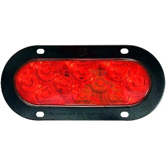 LED Stop/Tail Lamp Oval 10 LED 9-32V Flange Mount Red Lens IP67 200x92mm LUMENX