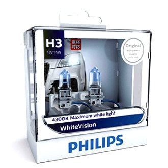 Halogen Globe H3 12V 5W PK22S WhiteVision Blister Twin Pack