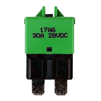 Circuit Breaker Blade (ATC) 28VDC 30A Manual Reset Type III Green