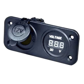DC Socket & Voltmeter panel Mount DC Socket 6 - 30VDC Voltmeter 5 - 30VDC